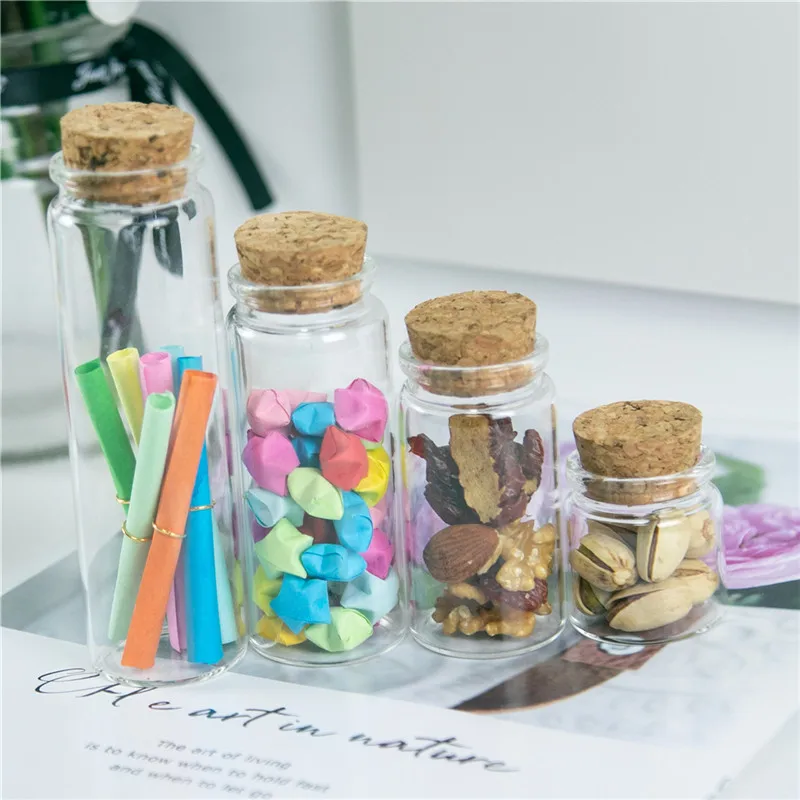 20ml 50ml 65ml 90ml Glass Bottles for Weding Holiday Decoration Christmas Gift Empty Jars Crafts Bottles 24pcs 6