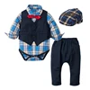 Baby Suits Newborn Boy Clothes Vest + Romper + Hat Formal Clothing Outfit Party Bow Tie Children Birthday Dress New Born 0- 24 M ► Photo 2/6