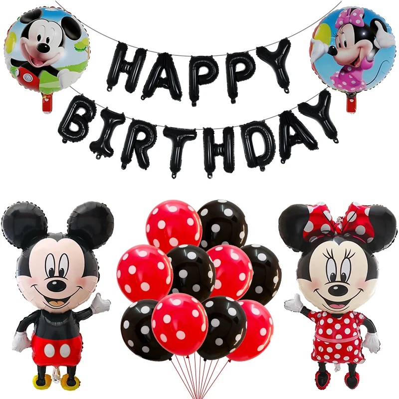 1set Giant Mickey Minnie Balloon Mouse Birthday Theme Party Foil Baby Shower Decorations Kids Toys Latex Air Globos | Дом и сад