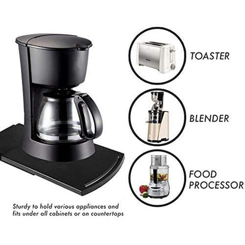Schiebematte für Kaffeetablett in der Küchenspüle, Unterschrankausstattung, Kaffeemaschine, Toaster, Arbeitsplattenaufbewahrung, bewegliche Gleitbasis, Gleitunterlage_voghion.com