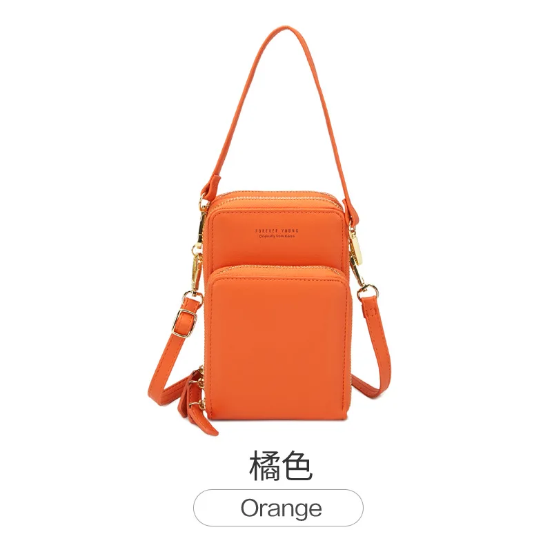 Роскошные кожаные сумки-мессенджеры для женщин клатч мини сумка через плечо Красная Женская Большая вместительная сумка для телефона дамская сумочка на молнии - Цвет: Orange