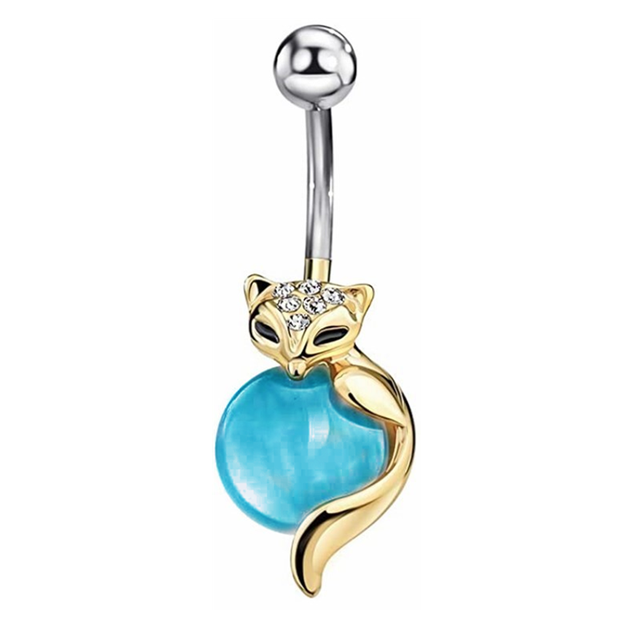 Belly Button Ring 14G Cute Fox Belly Ring Bunny Sexy Navel Piercing Rabbit Belly Bar Elephant Ombligo Pircing Owl Cat