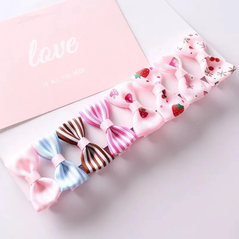 5pairs random 10 шт./лот, корейские заколки для волос для девочек, милый бант, заколка для волос, цветочный рисунок, клубника, ткань, безопасные заколки-пряжки для волос, милые аксессуары для волос - Цвет: 5pairs random