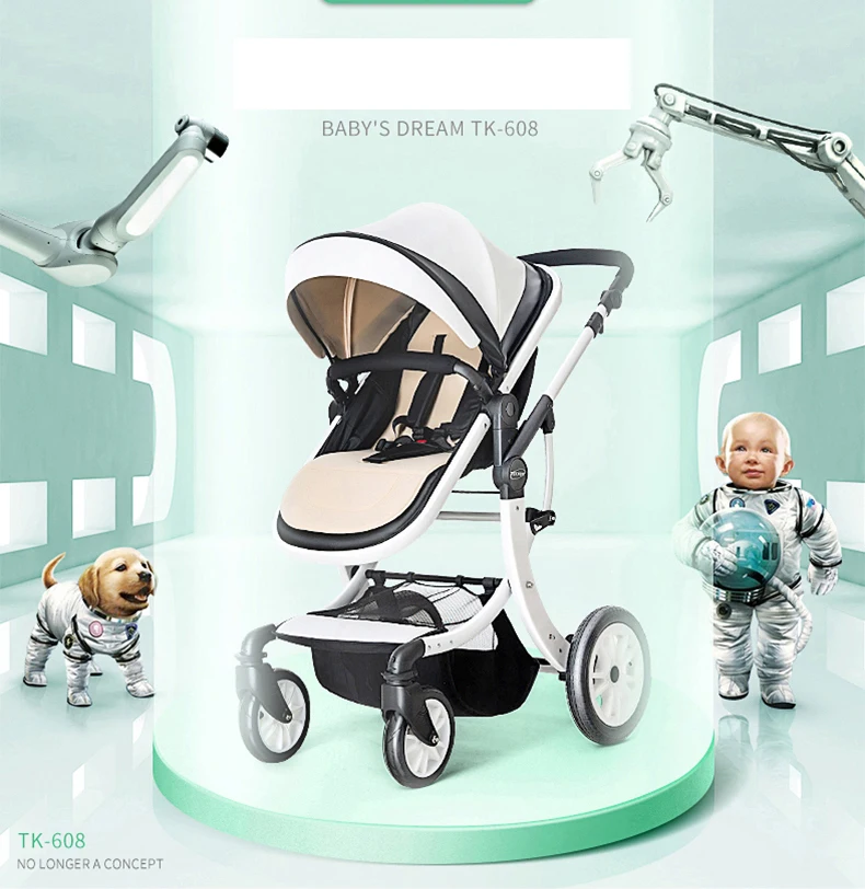 New Luxury Multifunctional Baby Stroller Portable High Landscape Stroller Folding Carriage Red Gold Newborn Baby trolley car