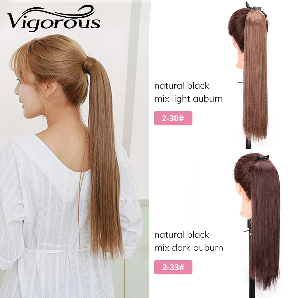 

Vigorous 22'' Long Straight Ponytail Hair Clip Hair Extension Drawstring Sythetic Brown Blonde Black Fake Hair