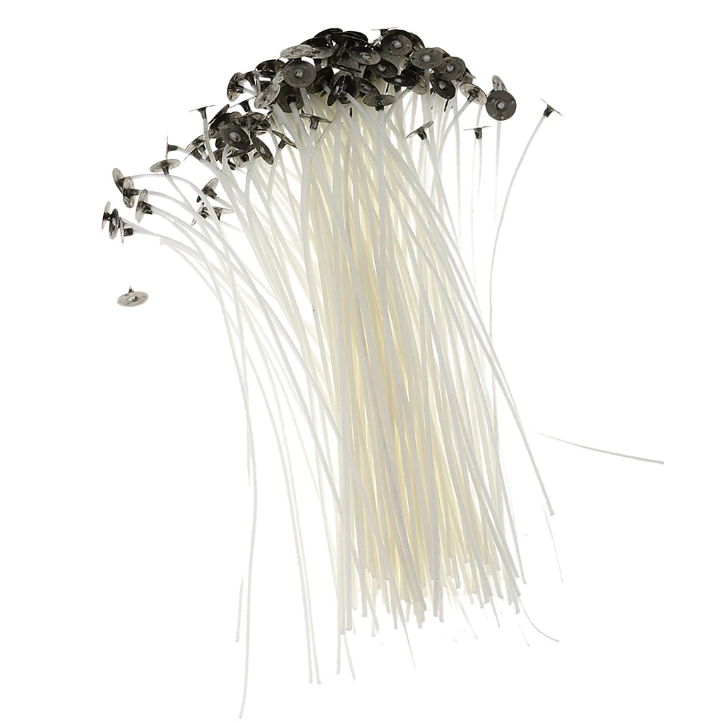 100pcs Pre Waxed Wicks With Sustainers For Candle Making Crafts DIY 20CM