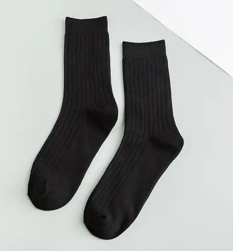 Мужские носки на осень и весну, хлопковые однотонные носки в рубчик в японском стиле, винтажные Модные Разноцветные носки на каждый день для мужчин и мальчиков, k2741