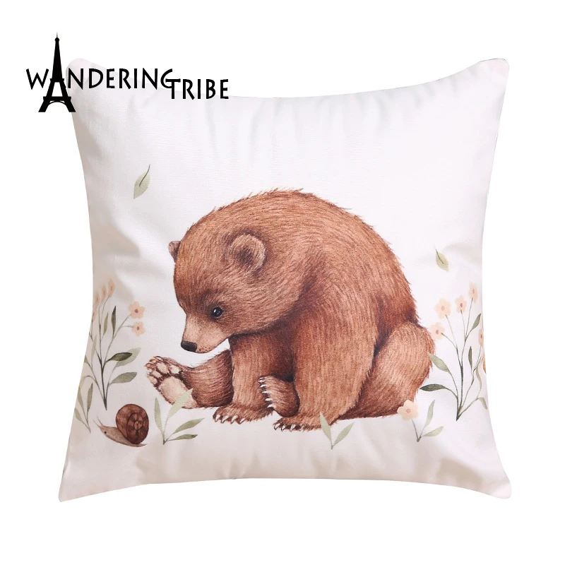 Мультяшная Подушка с изображением животных декоративные подушки кролик медведь принт наволочка детский подарок диван подушка подушки для домашнего декора