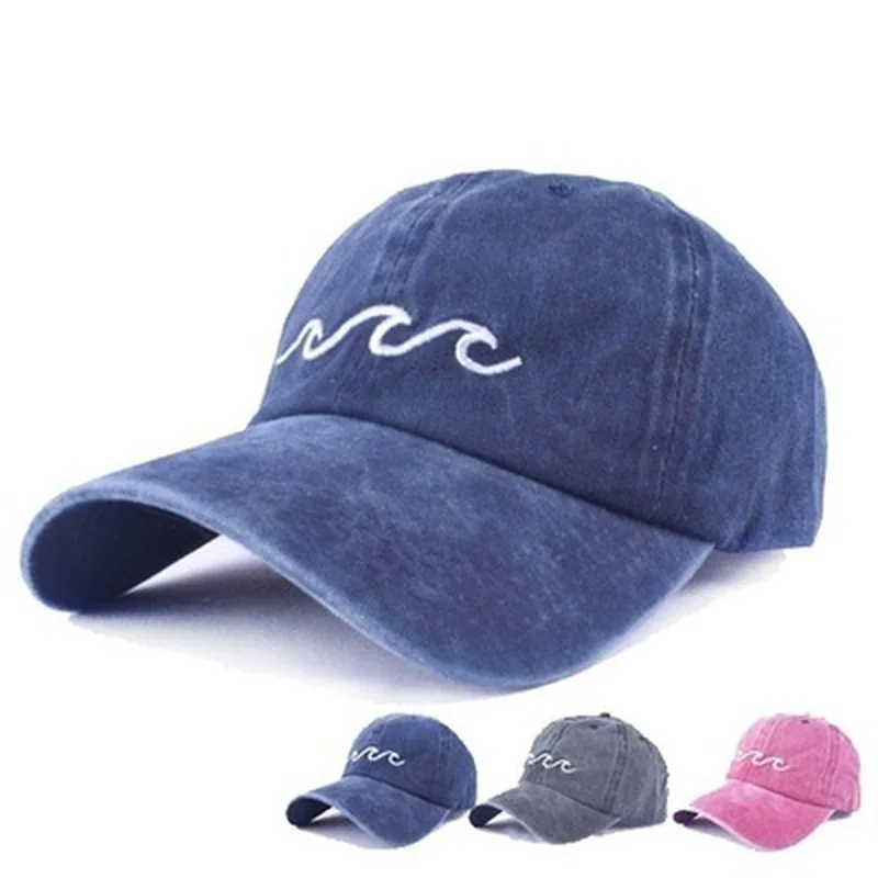 

Washed wave dad hat for women cotton embroidery wavy line baseball cap men hip hop cap snapback hat sea sports cap Bone Garros