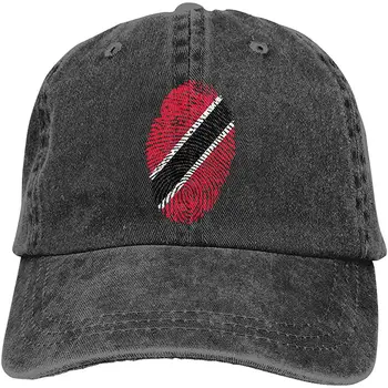 

Trinidad Flag Fingerprint Unisex Washed Jeanet Baseball Cap Dad Hat Adjustable Back Closure Trucker Hat