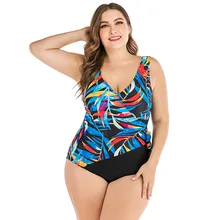 Скрученный слитный купальник с принтом размера плюс, монокини с глубоким вырезом на шее, купальный костюм с высоким вырезом, сексуальный купальник для женщин, пляжная одежда