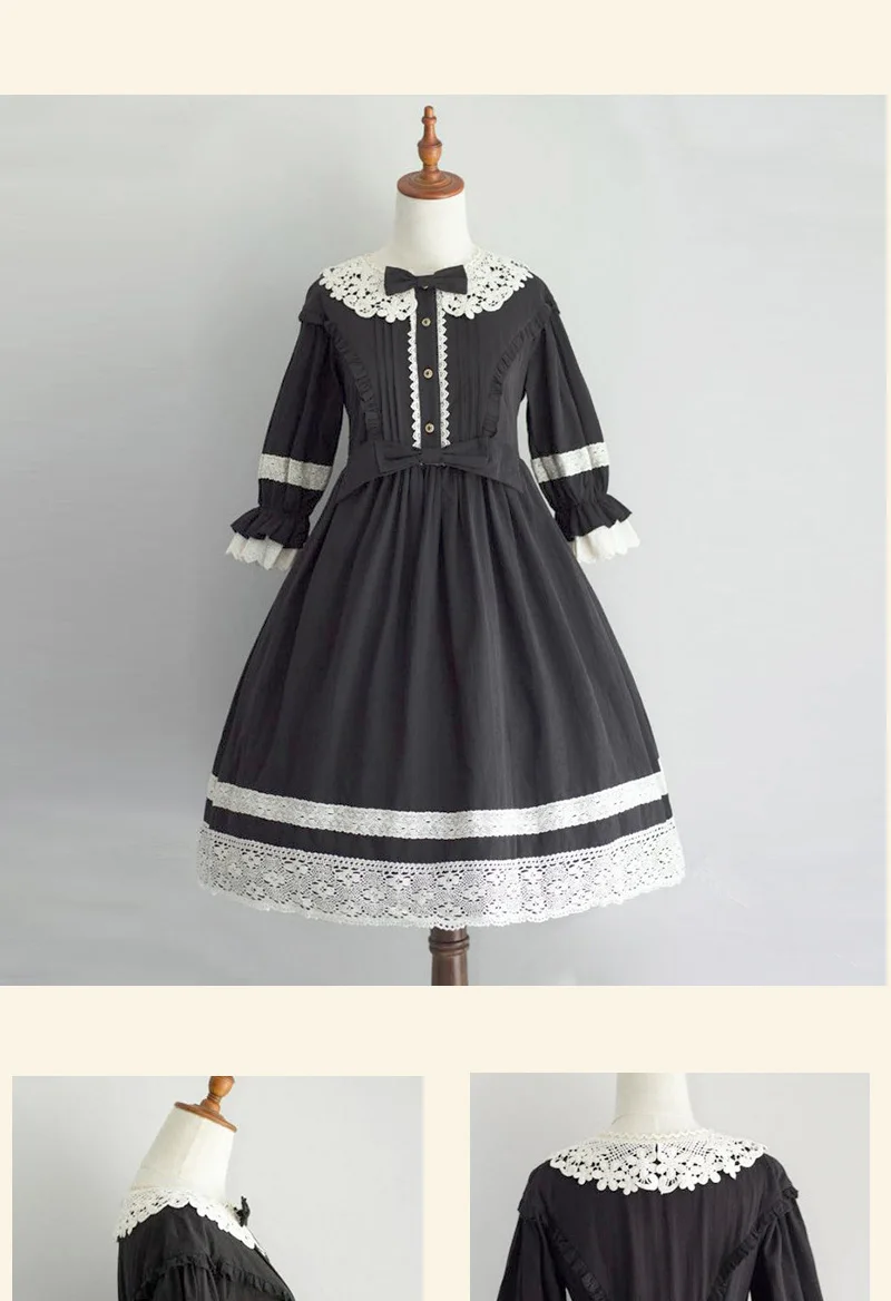 Gothic lolita vestido vitoriano medieval rendas preto