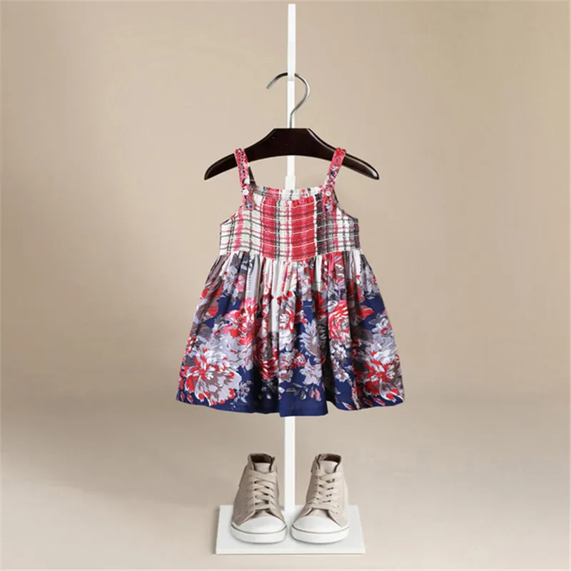 

Summer Children Fashion Baby Clothes Girls Sleeveless Suspender Floral Print Dress Kids Sundress Soft Cottou Menina Kinder