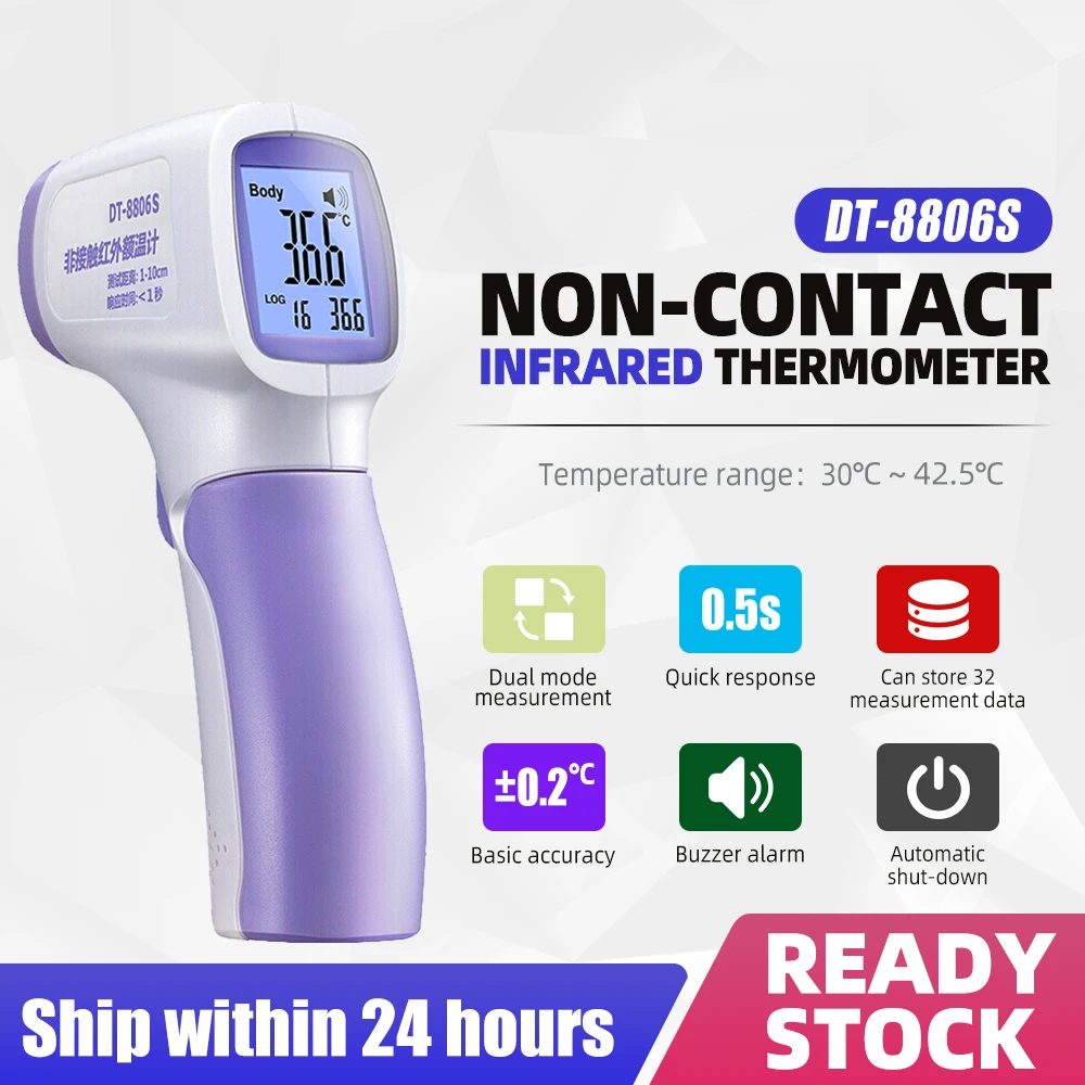 

CEM DT-8806S Temperature Thermometer Infrared Digital Thermometer Gun 0.5 Second Fast Digital LCD Infrared Forehead Thermometer