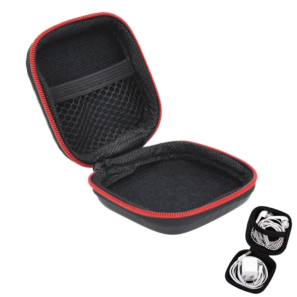 

Vococal Mini Square Zipper Headphone Case PU EVA Hard Protector Carrying Storage Bag Pouch for Earbud Cable Memory Card USB Line