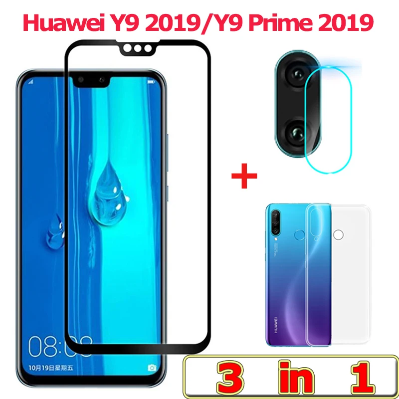 3-в-1 закаленное cтекло Huawei Y9 2019 kамера Prime защитное на стекло хуавей у9 прайм glass |