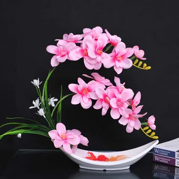 

1pcs Artificial Plant bonsai Fake Plant Decor flower Green Plant Plastic Flower Potted For Home desktop Decoration Flower bonsai