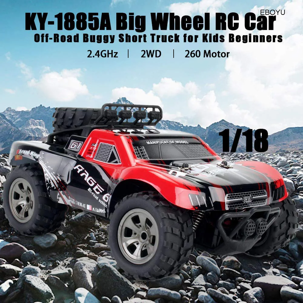 EBOYU 1885A RC автомобиль 2,4 GHz 1/18 2WD большое колесо внедорожный пульт дистанционного управления грузовик King RTR для детей начинающих