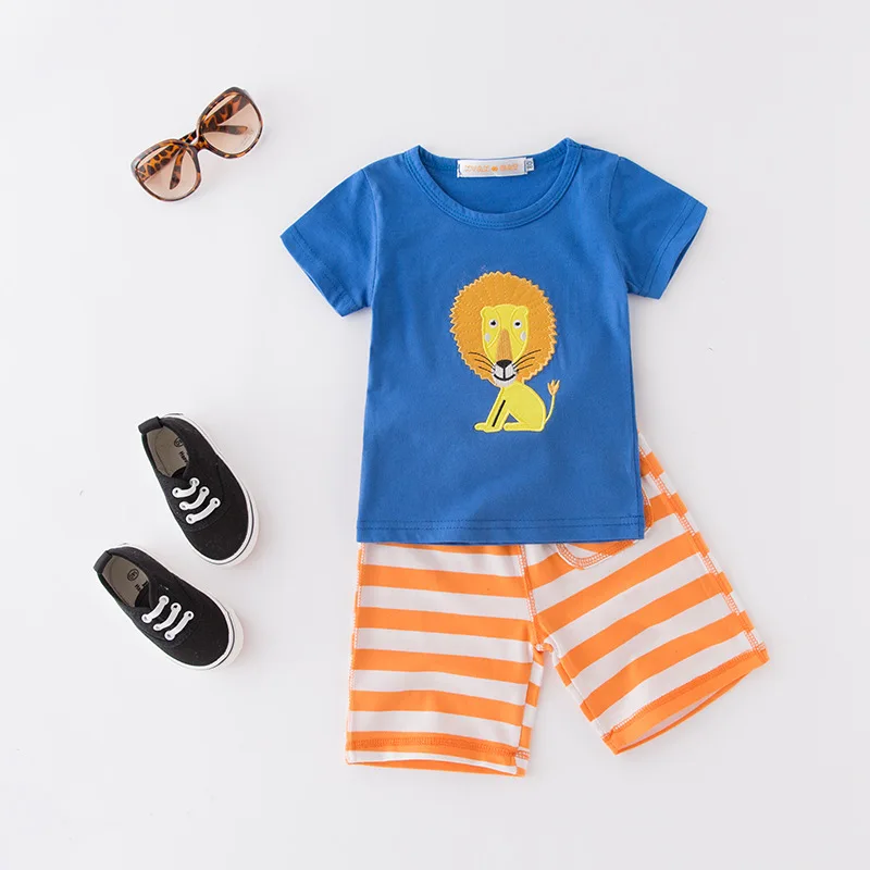 

CHILDREN'S Short-sleeved Clothes Set Summer BOY'S Childrenswear Two-Piece Set Baby Short Sleeve Lion Set