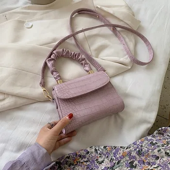 

New Summer Female Shoulder Handbags Stone Pattern Simple Mini PU Leather Crossbody Bags for Women Solid Color Ladies' Tote Bags