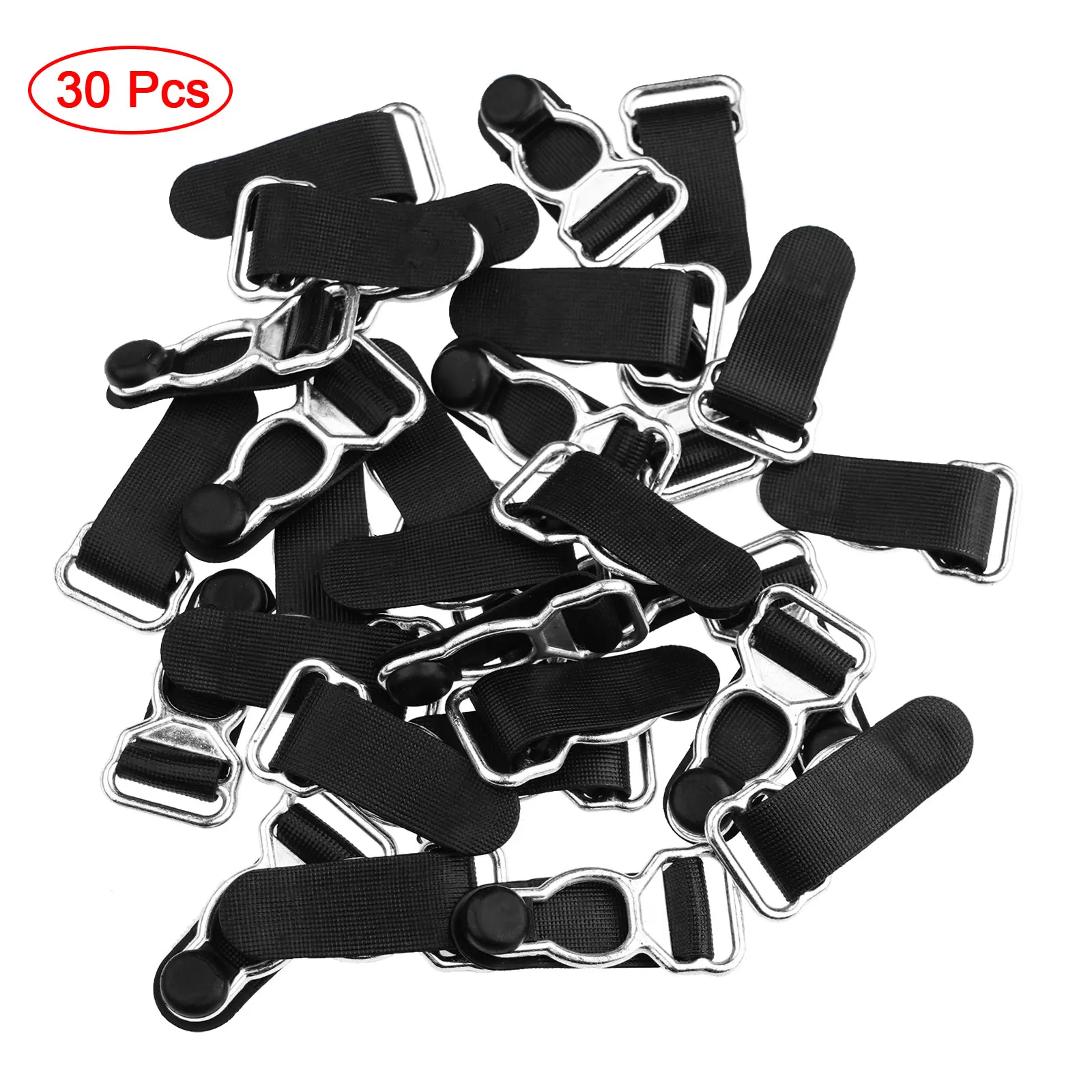 

30 Garter Belt Buckles Suspender Straps Clips Ends Plastic Corset Leg Belt Hooks Hosiery Stocking Grip Clamps Underwear Supplies