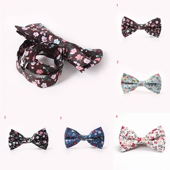 

New British Style Vintage Flower Printing Bow Tie Bridegroom Wedding Gravata Slim Floral Skinny Bowtie Cravat Bowtie