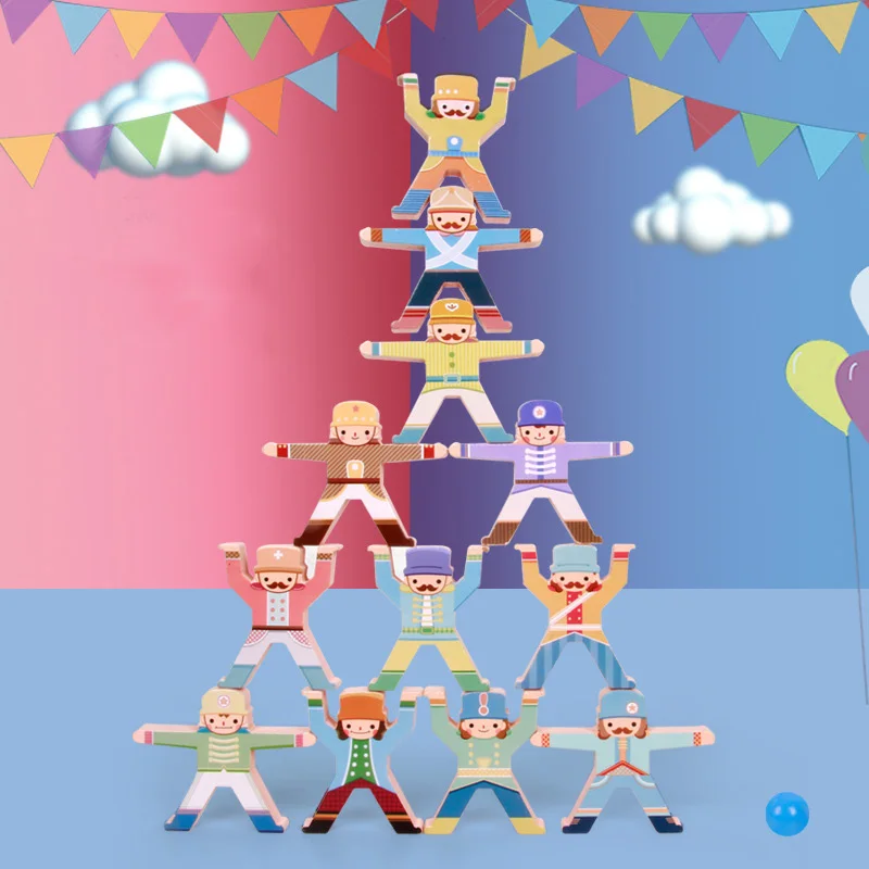 15 шт. Дети Детские деревянные Геркулес Kid баланс строительные блоки настольная игра Сделай Сам стек