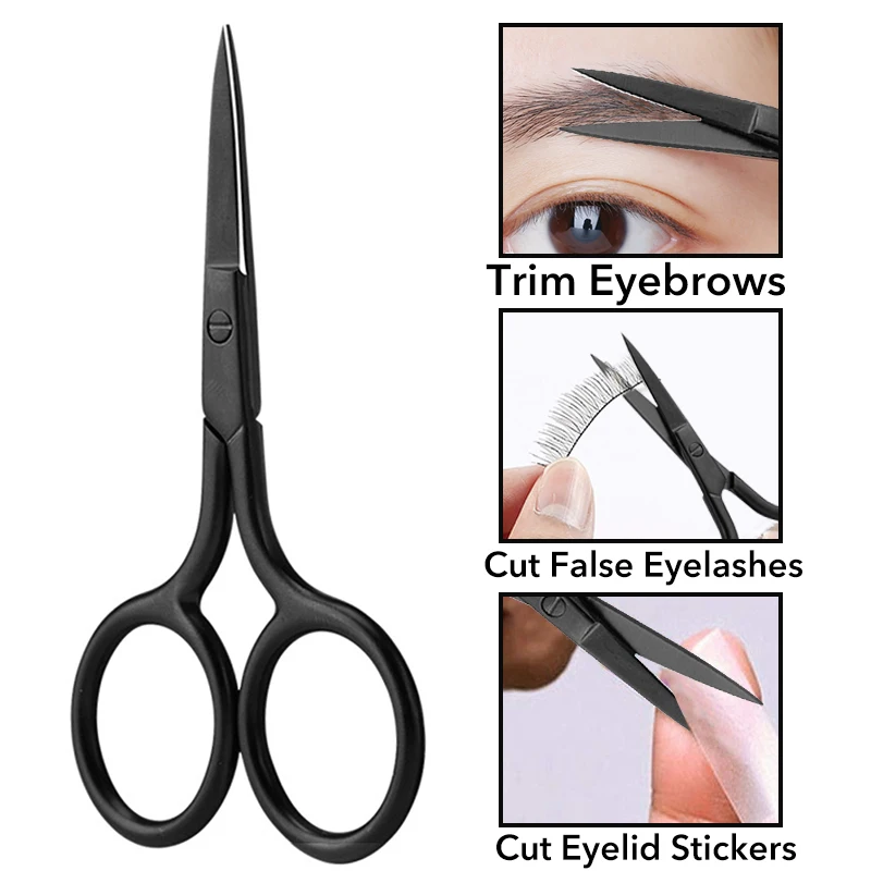 1Pc Stainless Steel Nose Hair Scissors Eyelash Facial Hair Straight Round Tip For Eyebrows Nail Beard Manicure Makeup