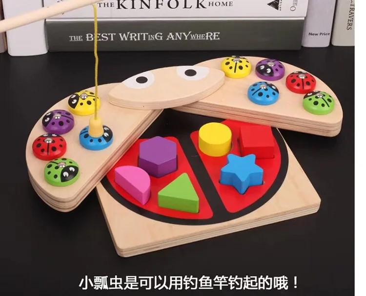Игра в виде божьей коровки, Детские рыболовные игрушки, костюм для детей, магнитное дерево, развивающие игрушки для девочек и мальчиков 1-2-3 лет