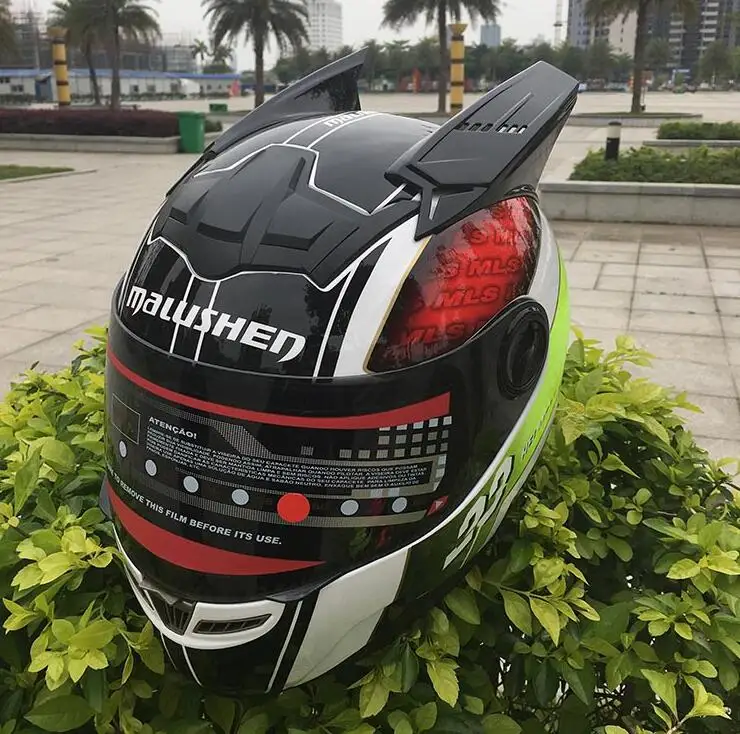 Malushun Motorcycle Helmet Women Flip Up Motocross Helmet Moto Helmet Capacetes De Motociclista Novelty Casque Moto Abs Material