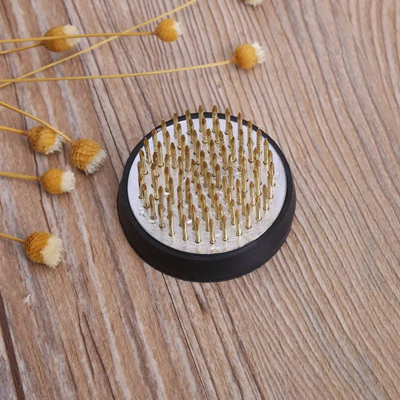 

Round Ikebana Kenzan Flower Frog With Rubber Gasket Art Fixed Arranging Tools