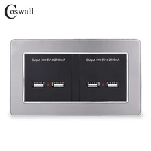 COSWALL настенная розетка 4 USB умный индукционный порт быстрой зарядки для мобильного светодиодный индикатор панель из нержавеющей стали