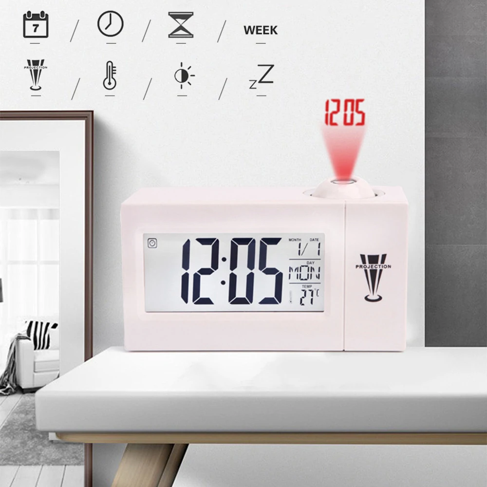 Проекционный будильник потолочный дисплей Повтор Настольные часы термометр температуры USB цифровые ЖК часы время проекции