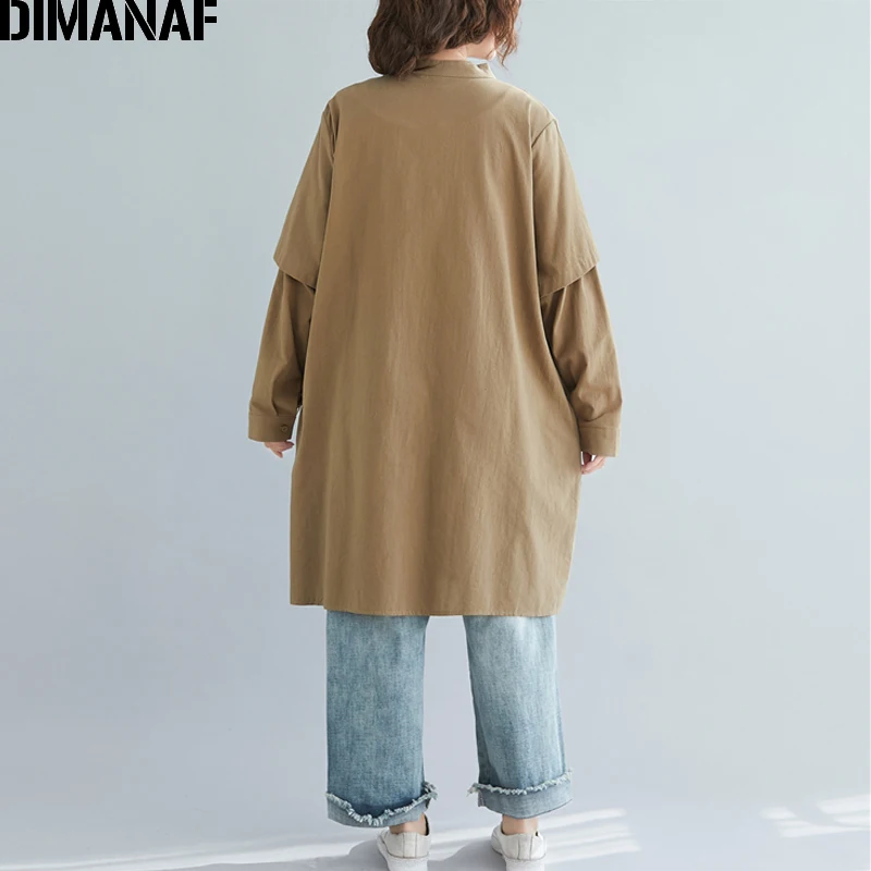 DIMANAF, женские куртки, пальто размера плюс, Офисная Женская верхняя одежда, Женский Свободный Повседневный Кардиган с длинным рукавом, одежда на пуговицах, новинка весны