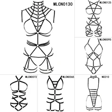 Готический средства ухода за кожей комплект поводков панк полюс Подвязки для танцев бюстгальтер рейв ногу на бретелях регулируемый пояс для чулок соблазнительное обтягивающее белье портупея