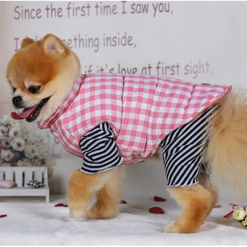 Pet Dog Winter Warm Vest Coat Small Dogs Cute Printed Clothes Double-Sided Wear Jacket For Small Medium Large Dog