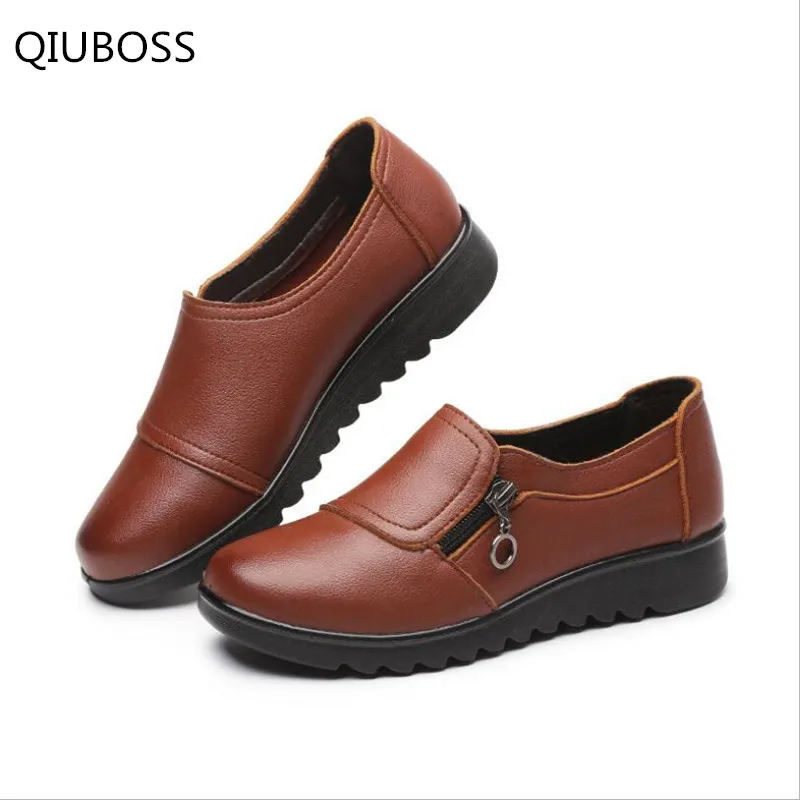 Женские кожаные туфли без застежки QIUBOSS модель Q140 на весну осень 2018|Кроссовки и