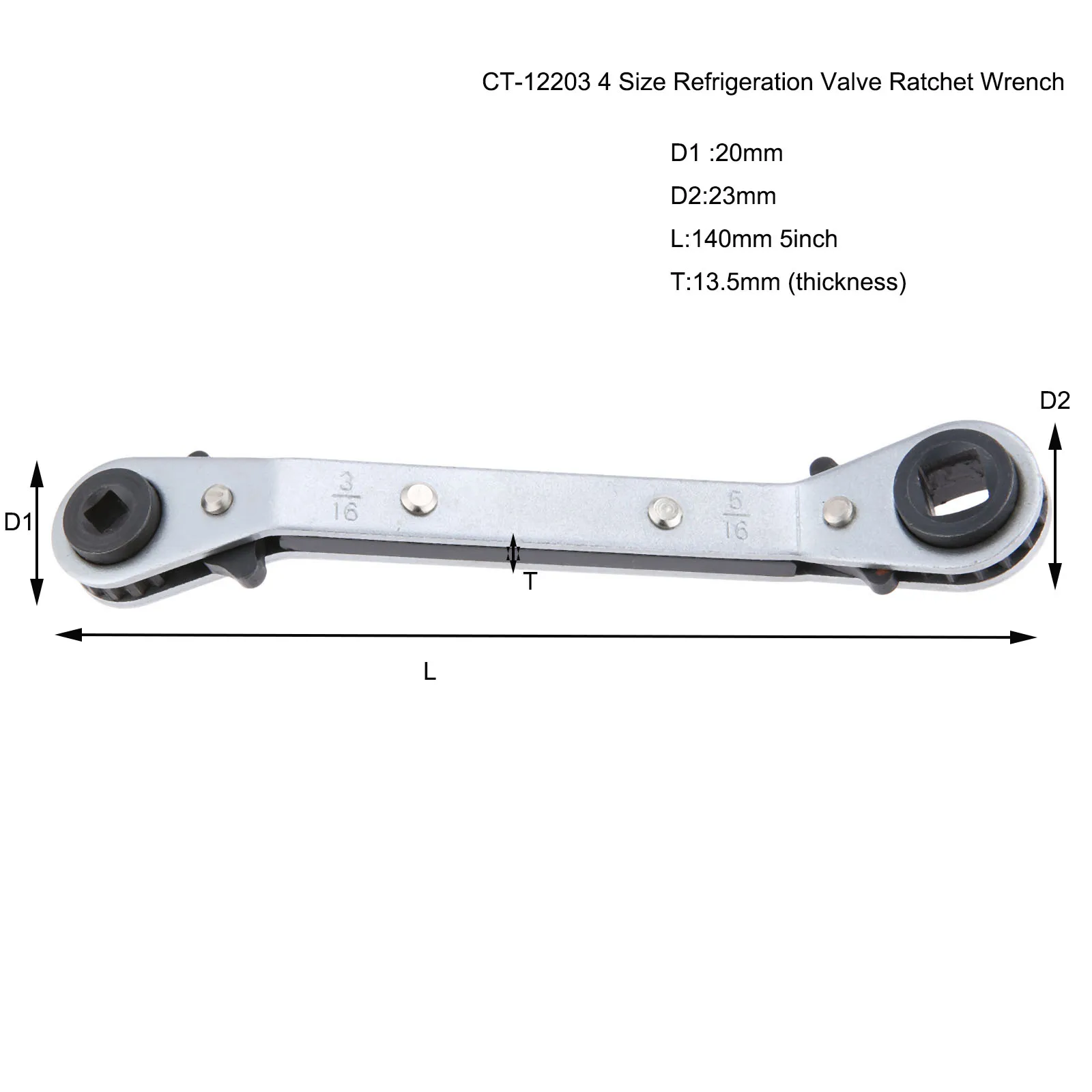 5/16" Port Valve HVAC/Refrigeration Ratchet Wrench Tool GT Details about   1/4" 3/8" & 3/16" 