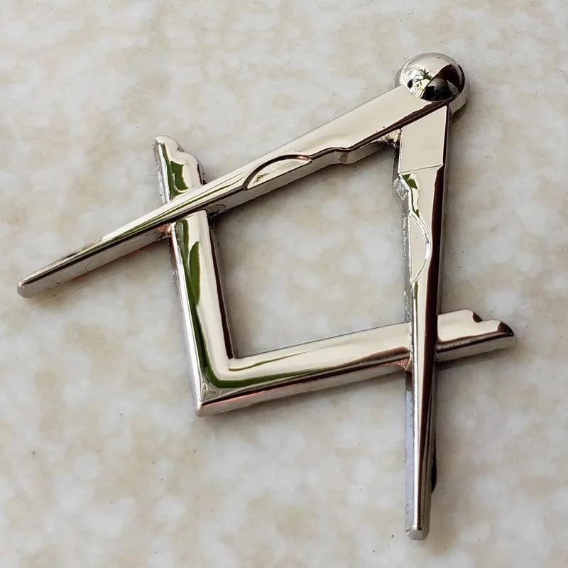 

Masonic Master Mason Square & Compass Cut Out Car Auto Emblem Silver Metal