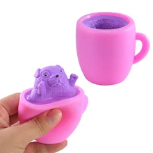 

1PC Stress Relief Tricky Funny New Design Squeeze Decompression Sensory Evil Dog Squirrel Mug Cup Squishy Fidget Toys Squishes