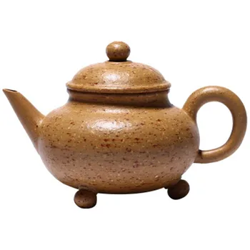 

Yixing Authentic Sunflower Yellow Zhuni Mini Purple Sand Teapot Pottery Handmade Three-legged Horizontal Household Tea Kettle