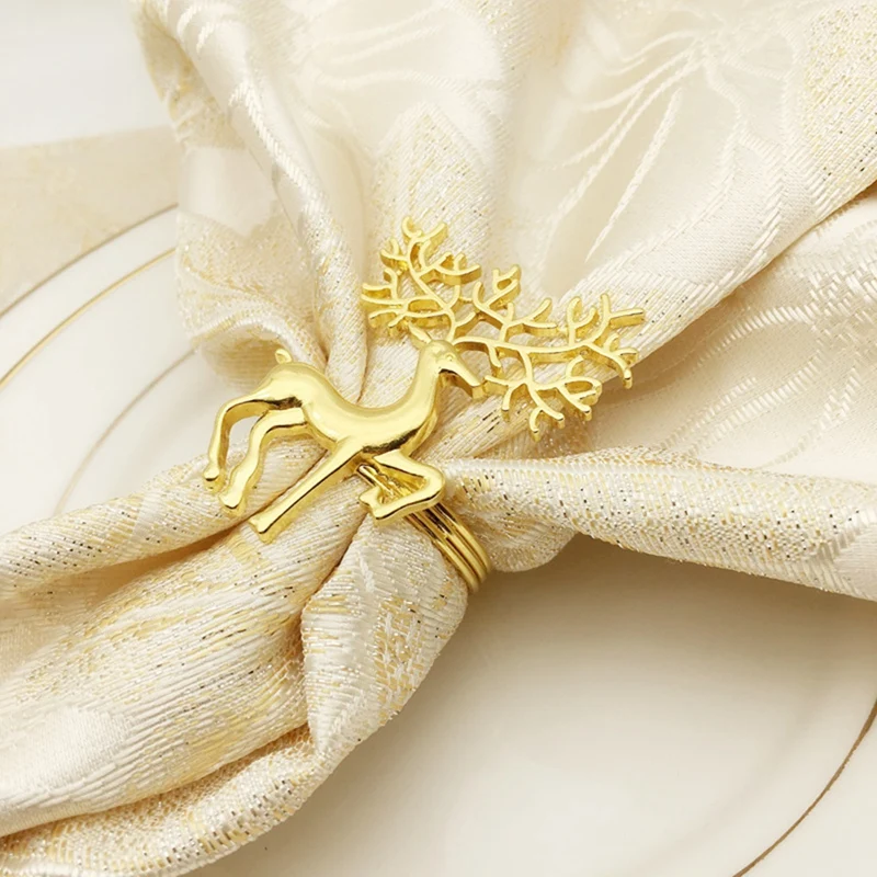 6 Pcs Deer Napkin Rings,Napkin Ring for Christmas,Holiday Parties, Dinner Parties,Dining Table Decoration Supplies