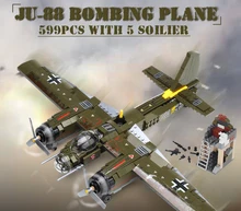 

559pcs Bricks Military Ju-88 Bombing Plane Building Block WW2 Helicopter Army Weapon Soldier Model Kit Toy for Children Kid Gift