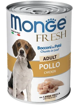 

MONGE MONGE ADULT DOG FRESH CHUNKS IN LOAF for adult dogs meat loaf with chicken 400g