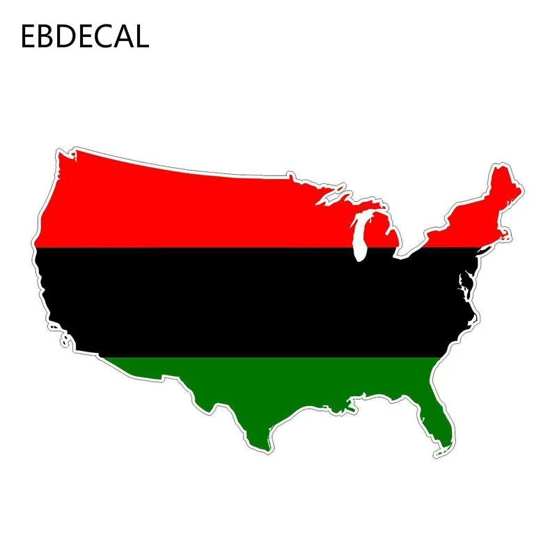 EBdecal Car Afro American USA Flag Map For Auto Car/Bumper/Window/Wall Decal Sticker Decals DIY Decor CT11790 | Автомобили и