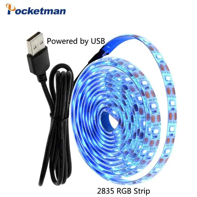 

LED Strip Light 2835 RGB Diode Tape 5V USB Flexible Neon Ribbon TV Backlight PC Screen Background Lighting Decoration 0.5m 1m