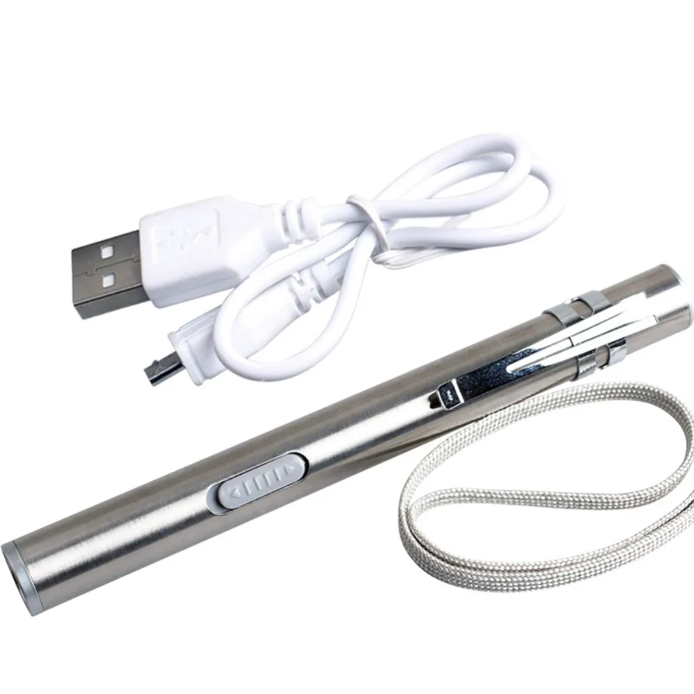 USB портативный нескользящий мини-перезаряжаемый фонарик из нержавеющей стали сильный светильник ручка светильник