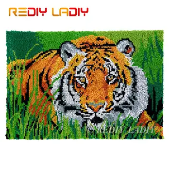 

Latch Hook Rug King of Tiger Chunky Yarn Tapestry Kits Crocheting Cushion Mat DIY Carpet Rug Needlework Hobby & Crafts 85*58cm