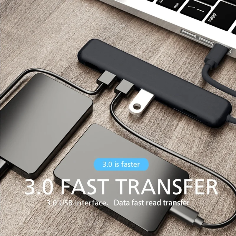 Usb C Hub, 8-In-1 Type C Hub, 4K Usb C To Hdmi, 3 Usb 3.0 Ports, Sd/Tf Card Reader, Usb-C Power Delivery, Portable for Mac Pr