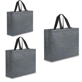 

Women Fabric Non-woven Shopping Bag Reusable Foldable Eco Tote Bag Large Capacity Waterproof Durable Handbag Grey Grocery Bags